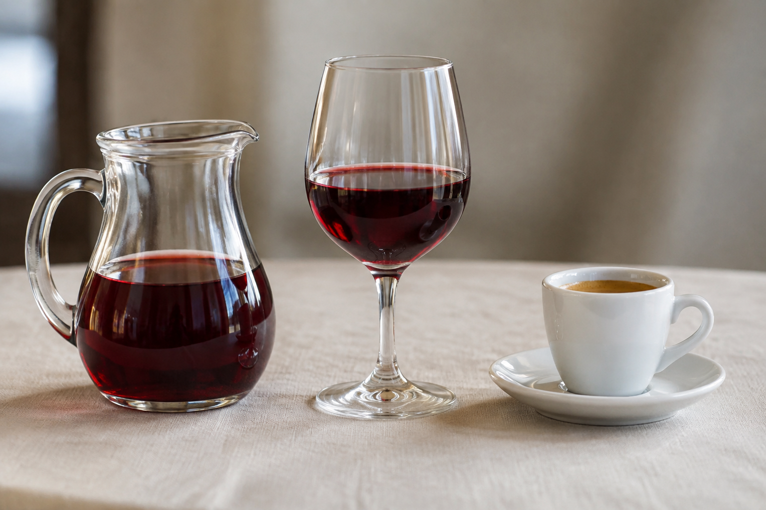 ¼ de vin et café